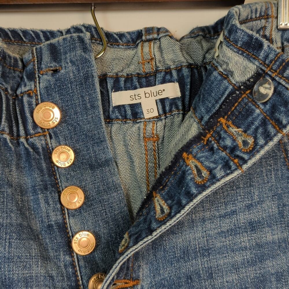 STS Blue Paper bag Button Fly Denim Jean Shorts - Women's 30 Waist - Picture 4 of 5